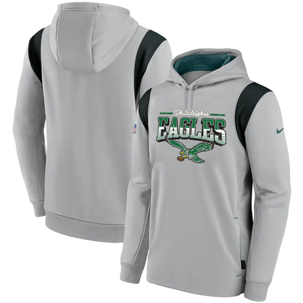 Men's Philadelphia Eagles Gray Sideline Pullover Hoodie - Click Image to Close